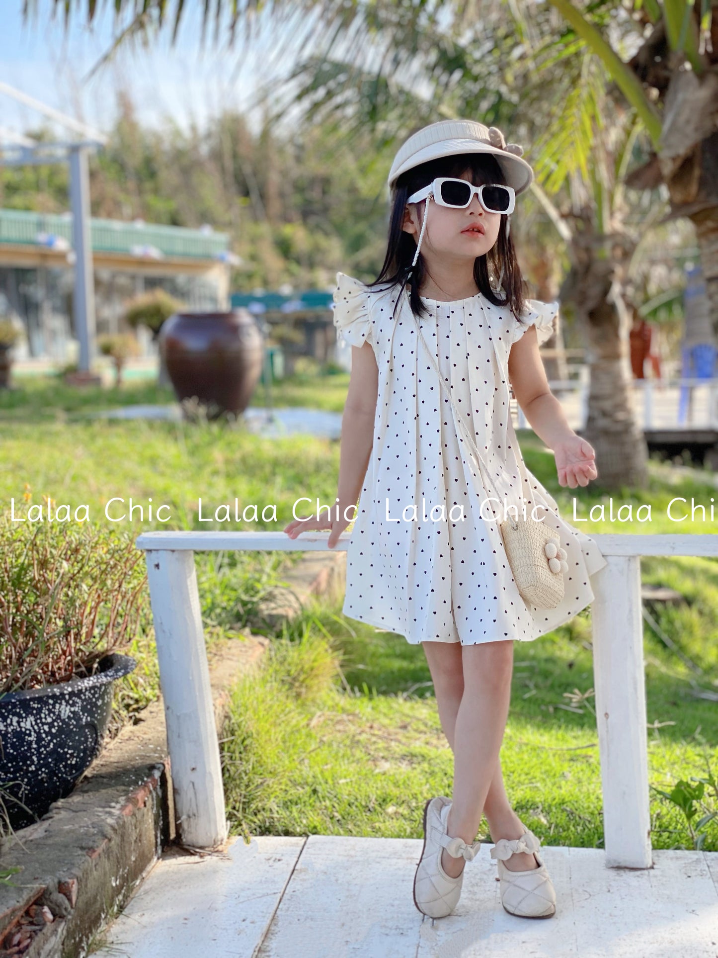 The Amélie Mini Heart Dress- Váy chấm tim đen trắng